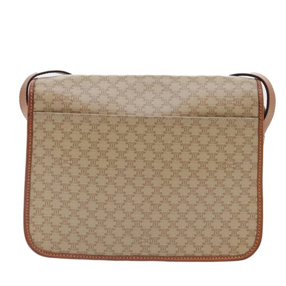 CELINE Macadam Canvas Shoulder Bag Beige Brown Gold Auth kk341V - Picture 3 of 16